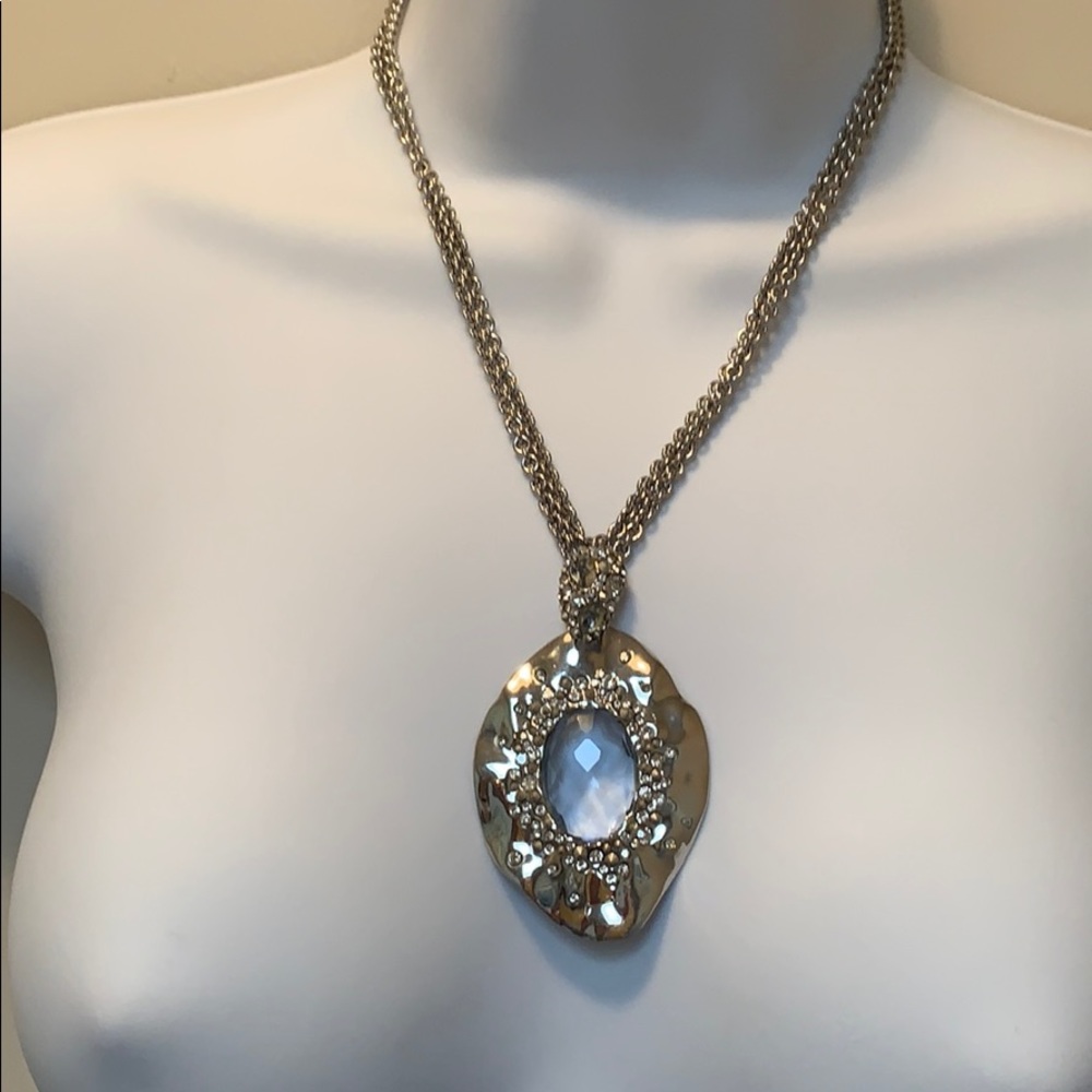 Alexis Bittar crystal silver 2 strand necklace
